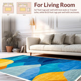 Ultra Soft Area Rug, Non Slip, Stain Resistant, Washable Area Rugs for Living Room, Bedroom, Dynamic Color-Blocked Modern Aesthetic(Blue)