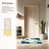 Ultra Soft Area Rug, Non Slip, Stain Resistant, Washable Area Rugs for Living Room, Bedroom, Elegant Gray and White Geometric Charm(White)