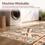 Ultra Soft Area Rug, Non Slip, Stain Resistant, Washable Area Rugs for Living Room, Bedroom, Vintage Cozy Diamond Arrangement(Orange)