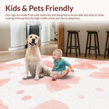 Ultra Soft Area Rug, Non Slip, Stain Resistant, Washable Area Rugs for Living Room, Bedroom, Sweetheart Bowknot Rug: Pastel Pink and White Boho Floor Covering(Beige)