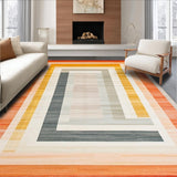 Ultra Soft Area Rug, Non Slip, Stain Resistant, Washable Area Rugs for Living Room, Bedroom, Elegant Earthy Toned Tufting(Orange)