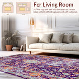 Ultra Soft Area Rug, Non Slip, Stain Resistant, Washable Area Rugs for Living Room, Bedroom, Whimsical Earthy Spiral Arrangement(Purple)