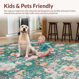Ultra Soft Area Rug, Non Slip, Stain Resistant, Washable Area Rugs for Living Room, Bedroom, Rustic Vintage Charm Composition(Green)