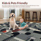 Ultra Soft Area Rug, Non Slip, Stain Resistant, Washable Area Rugs for Living Room, Bedroom, Artistic Black and White Zebra Theme(Gray)
