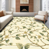 Ultra Soft Area Rug, Non Slip, Stain Resistant, Washable Area Rugs for Living Room, Bedroom, Garden Bloom Accent Charming Flower Decorative Mat(Beige)