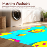 Ultra Soft Area Rug, Non Slip, Stain Resistant, Washable Area Rugs for Living Room, Bedroom, Lively Pastel Rainbow Visual Delight(Blue)