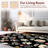 Ultra Soft Area Rug, Non Slip, Stain Resistant, Washable Area Rugs for Living Room, Bedroom, Cute Child-Friendly Paw Design(Black)