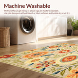 Ultra Soft Area Rug, Non Slip, Stain Resistant, Washable Area Rugs for Living Room, Bedroom, Beige Flower Power Entryway Vibrant Spring Low Pile(Beige)