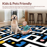 Ultra Soft Area Rug, Non Slip, Stain Resistant, Washable Area Rugs for Living Room, Bedroom, Sleek Bold Lettering Arrangement(Black)