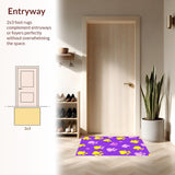 Ultra Soft Area Rug, Non Slip, Stain Resistant, Washable Area Rugs for Living Room, Bedroom, Delightful Soft Paw Print Composition(Purple)