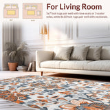 Ultra Soft Area Rug, Non Slip, Stain Resistant, Washable Area Rugs for Living Room, Bedroom, Contemporary Artsy Floral Arrangement(Gray)