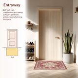 Ultra Soft Area Rug, Non Slip, Stain Resistant, Washable Area Rugs for Living Room, Bedroom, Geometric Red Beige(Red)