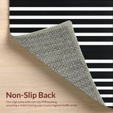 Ultra Soft Area Rug, Non Slip, Stain Resistant, Washable Area Rugs for Living Room, Bedroom, Modern Monochrome Linear Rug Washable Reversible Contemporary Decor(Black)