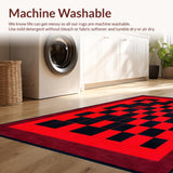 Ultra Soft Area Rug, Non Slip, Stain Resistant, Washable Area Rugs for Living Room, Bedroom, Dynamic Minimalist Patterned Surface(Red)