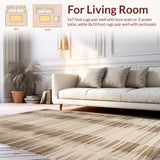 Ultra Soft Area Rug, Non Slip, Stain Resistant, Washable Area Rugs for Living Room, Bedroom, Eclectic Layered Patterned Appeal(Beige)