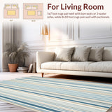 Ultra Soft Area Rug, Non Slip, Stain Resistant, Washable Area Rugs for Living Room, Bedroom, Azure Horizon Collection Striped Dune Area(Blue)