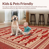 Ultra Soft Area Rug, Non Slip, Stain Resistant, Washable Area Rugs for Living Room, Bedroom, Vibrant Coastal Fish Artwork(Red)