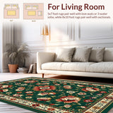 Ultra Soft Area Rug, Non Slip, Stain Resistant, Washable Area Rugs for Living Room, Bedroom, Serene Pastel Floral Arrangement(Green)