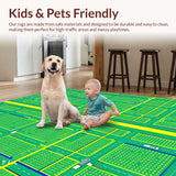 Ultra Soft Area Rug, Non Slip, Stain Resistant, Washable Area Rugs for Living Room, Bedroom, Playful Multicolor Urban Journey(Green)