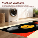 Ultra Soft Area Rug, Non Slip, Stain Resistant, Washable Area Rugs for Living Room, Bedroom, Contemporary Monochrome Vinyl Aesthetic(Black)
