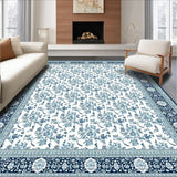 Ultra Soft Area Rug, Non Slip, Stain Resistant, Washable Area Rugs for Living Room, Bedroom, Inviting Pastel Floral Composition(Blue)