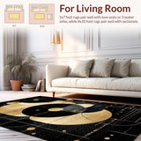 Ultra Soft Area Rug, Non Slip, Stain Resistant, Washable Area Rugs for Living Room, Bedroom, Contemporary Striking Pattern Fusion(Gold)