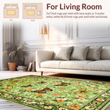 Ultra Soft Area Rug, Non Slip, Stain Resistant, Washable Area Rugs for Living Room, Bedroom, Vintage Floral Butterfly Aesthetic(Green)