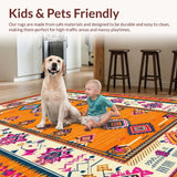 Ultra Soft Area Rug, Non Slip, Stain Resistant, Washable Area Rugs for Living Room, Bedroom, Artistic Medallion Pattern Fusion(Orange)