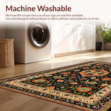 Ultra Soft Area Rug, Non Slip, Stain Resistant, Washable Area Rugs for Living Room, Bedroom, Artistic Black and Orange Visuals(Black)