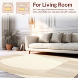 Ultra Soft Area Rug, Non Slip, Stain Resistant, Washable Area Rugs for Living Room, Bedroom, Zen Garden Round Minimalist Patio Mat for Serene(Beige)