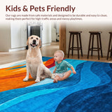 Ultra Soft Area Rug, Non Slip, Stain Resistant, Washable Area Rugs for Living Room, Bedroom, Vibrant Abstract Geometric Theme(Orange)