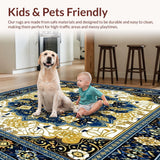 Ultra Soft Area Rug, Non Slip, Stain Resistant, Washable Area Rugs for Living Room, Bedroom, Beige & Brown Patio for RV(Blue)