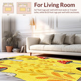 Ultra Soft Area Rug, Non Slip, Stain Resistant, Washable Area Rugs for Living Room, Bedroom, Soft Pastel Mushroom Fantasy(Yellow)