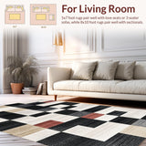 Ultra Soft Area Rug, Non Slip, Stain Resistant, Washable Area Rugs for Living Room, Bedroom, Modern Monochrome Diamond Pattern(Gray)