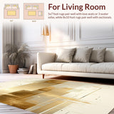 Ultra Soft Area Rug, Non Slip, Stain Resistant, Washable Area Rugs for Living Room, Bedroom, Luxurious Gold Foil Inspired Runner Featuring Sleek Monochrome Design(Beige)