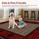 Ultra Soft Area Rug, Non Slip, Stain Resistant, Washable Area Rugs for Living Room, Bedroom, Rustic Earthy Star Pattern(Red)
