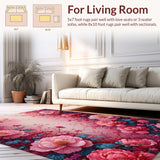 Ultra Soft Area Rug, Non Slip, Stain Resistant, Washable Area Rugs for Living Room, Bedroom, Charming Floral Pink Bathroom Carpet for Home Spa(Pink)