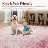 Blush Pink and Mauve Gradient with Abstract Floral Leaf Motifs(Beige)