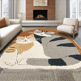 Ultra Soft Area Rug, Non Slip, Stain Resistant, Washable Area Rugs for Living Room, Bedroom, Delightful Earthy Cat Aesthetic(Beige)