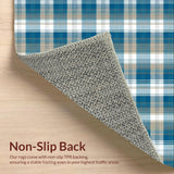 Ultra Soft Area Rug, Non Slip, Stain Resistant, Washable Area Rugs for Living Room, Bedroom, Soft Blue Plaid Visual Harmony(Blue)
