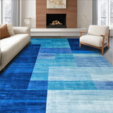Ultra Soft Area Rug, Non Slip, Stain Resistant, Washable Area Rugs for Living Room, Bedroom, Elegant Modern Linear Artistry(Blue)