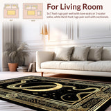 Ultra Soft Area Rug, Non Slip, Stain Resistant, Washable Area Rugs for Living Room, Bedroom, Unique Ethereal Serpent Sculpture(Gold)