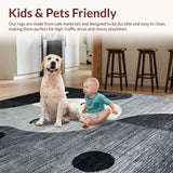 Ultra Soft Area Rug, Non Slip, Stain Resistant, Washable Area Rugs for Living Room, Bedroom, Trendy Monochrome Yin-Yang Aesthetic(Gray)