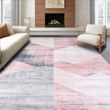 Ultra Soft Area Rug, Non Slip, Stain Resistant, Washable Area Rugs for Living Room, Bedroom, Trendy Pink and Black Geometric Fusion(Pink)