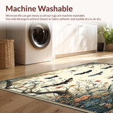Ultra Soft Area Rug, Non Slip, Stain Resistant, Washable Area Rugs for Living Room, Bedroom, Mystical Moth Midnight Area with Botanical Fantasy Design Elements(Ivory)