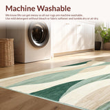 Deck Porch Abstract Wave Beige Sage Green Non Shedding Easy Clean(Beige)