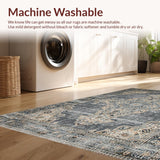 Ultra Soft Area Rug, Non Slip, Stain Resistant, Washable Area Rugs for Living Room, Bedroom, Earthy Toned Vintage Floral Motif(Gray)