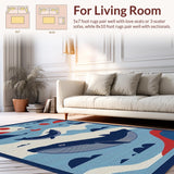 Ultra Soft Area Rug, Non Slip, Stain Resistant, Washable Area Rugs for Living Room, Bedroom, Vibrant Oceanic Animal Pattern(Blue)
