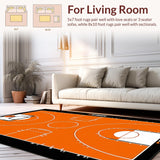Ultra Soft Area Rug, Non Slip, Stain Resistant, Washable Area Rugs for Living Room, Bedroom, Lively Graphic Sports Circle(Orange)