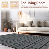 Ultra Soft Area Rug, Non Slip, Stain Resistant, Washable Area Rugs for Living Room, Bedroom, Sophisticated Monochrome Ogee Motif(Black)